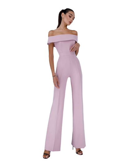 Elegant Off Shoulder Women's Jumpsuit in Soft Pink