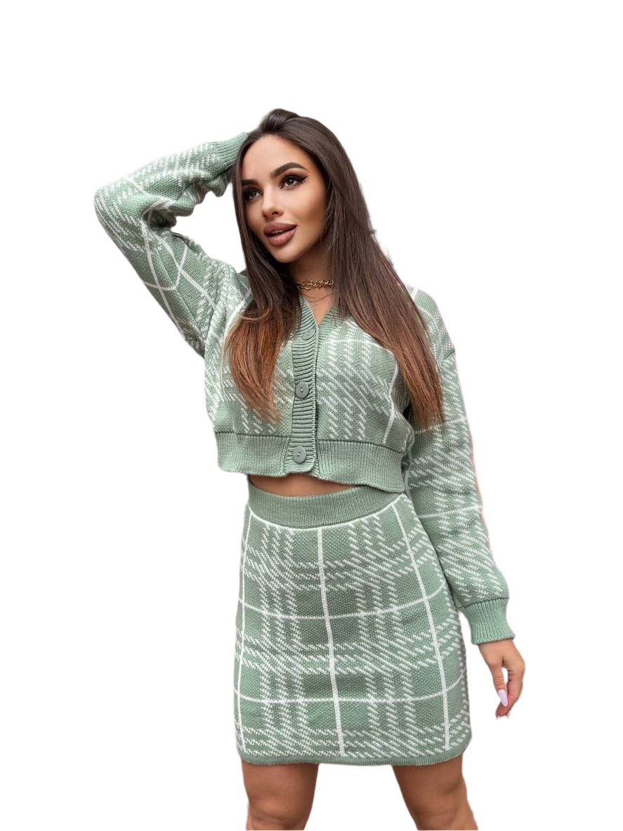 Warm Knitted Two-Piece Suit for Women Wool Acrylic Blend