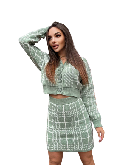 Warm Knitted Two-Piece Suit for Women Wool Acrylic Blend