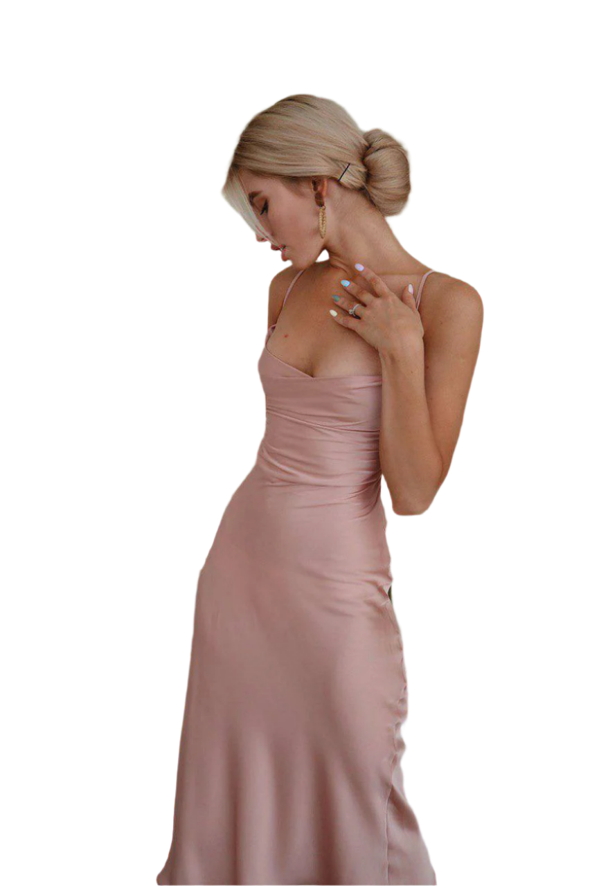 Silk Combination Dress with Back Tie Detail for Women