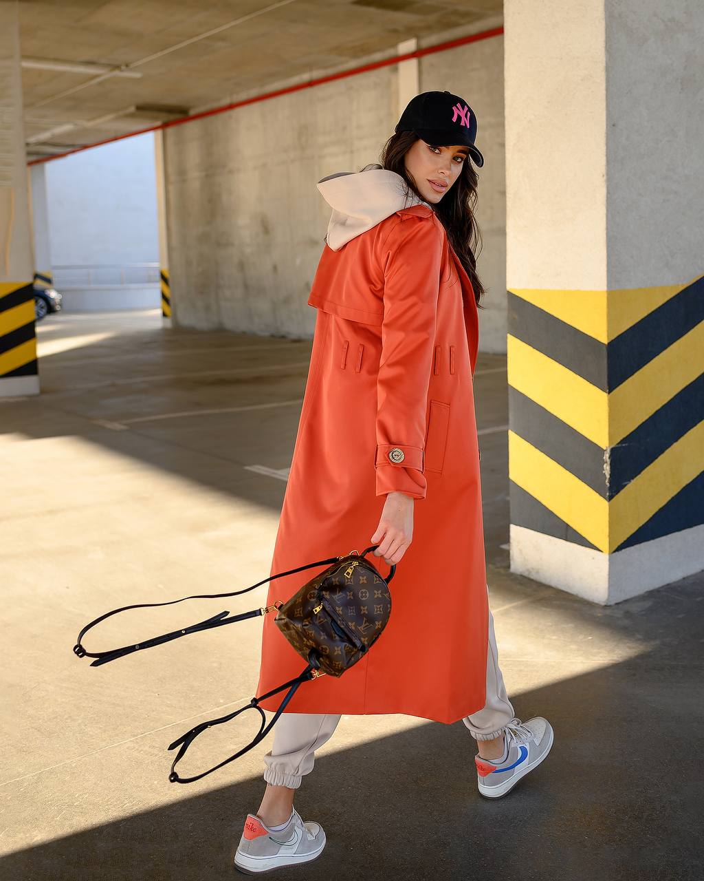 Stylish Red Trench Coat with Pockets and Belt for Women's Fashion