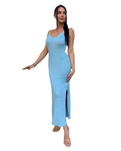 Alice Dress for Women Soft Knitted Light Blue Stretchy Midaxi Dress