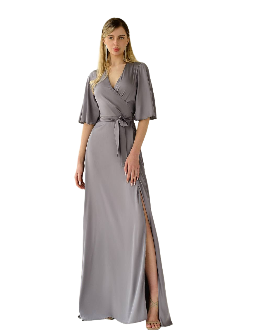 Elegant Dense Silk Dress in Graphite