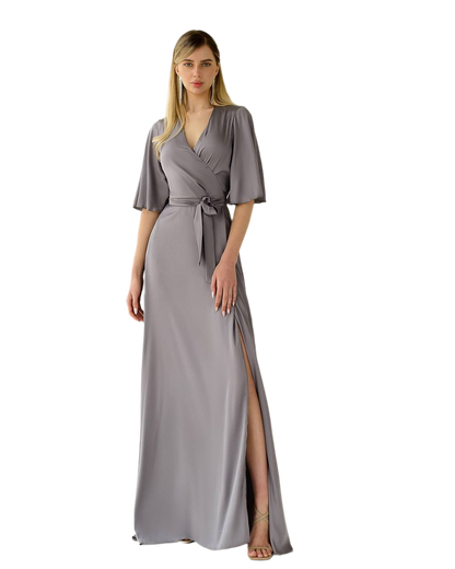 Elegant Dense Silk Dress in Graphite