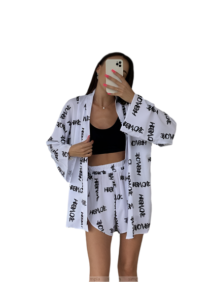 Stylish Comfortable Two-Piece Soft Fabric Summer Suit with Shorts and Belt
