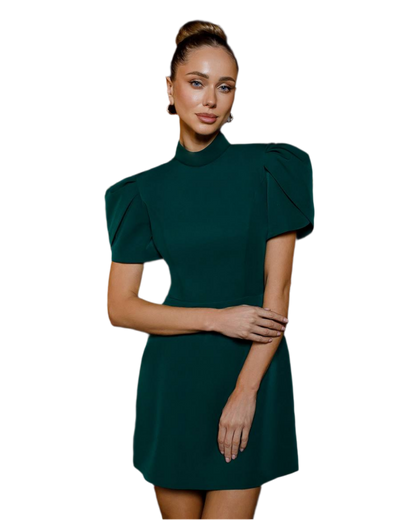 Elegant Mini Dress Women Premium Crepe Diagonal Fabric