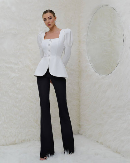 Womens Blouse Jacket Premium Suit Crepe Diagonal Without Lining