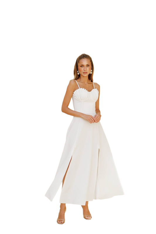 Elegant Women's Diagonal Crepe Dress with Slits