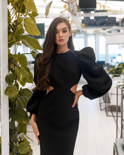 Elegant Women's Midi Dress Premium Suit Diagonal Fabric