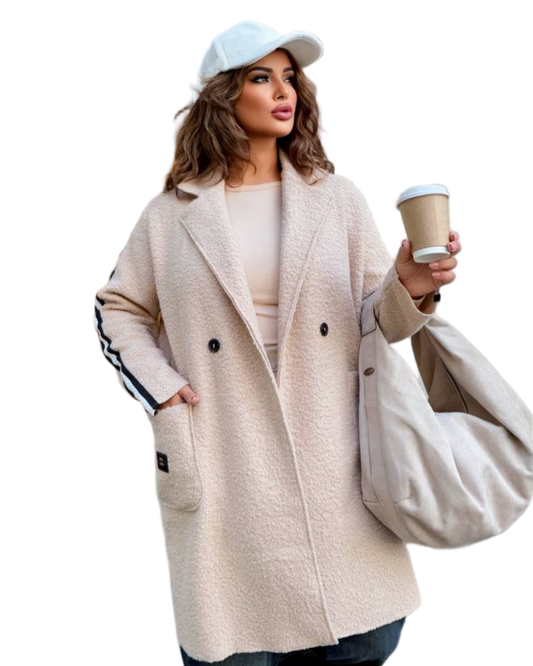 Beige Barashek Coat Womens Unlined Autumn Oversized Coat