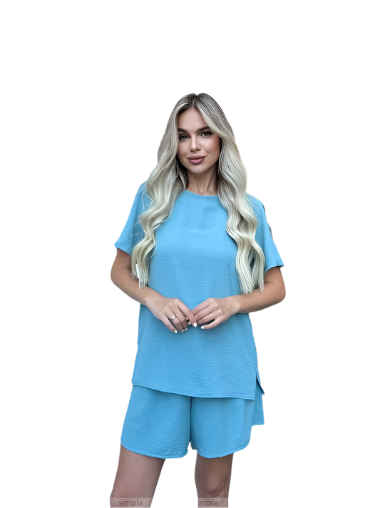 Light Summer Two-Piece Suit for Women in Blue