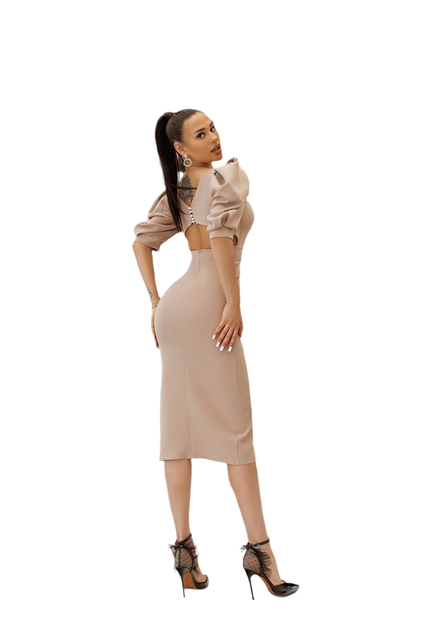 Elegant Midi Dress with Slit for Women