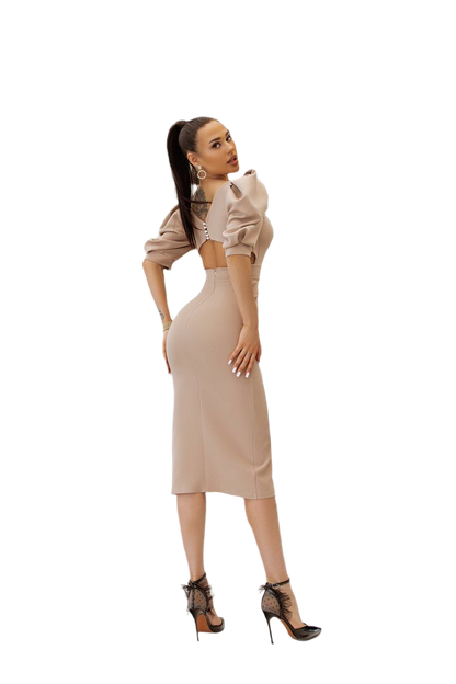 Elegant Midi Dress with Slit for Women