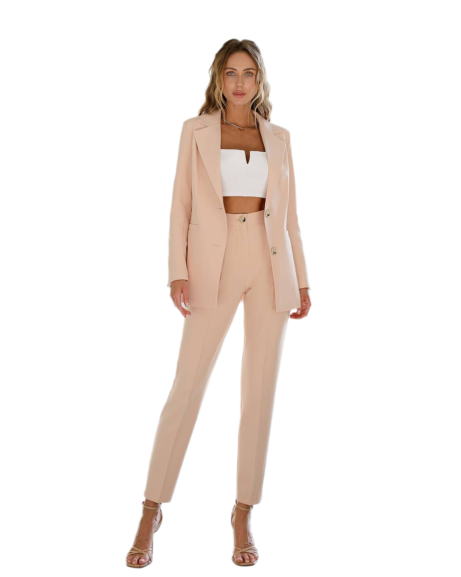 Elegant Two Piece Trousers Suit with Lined Jacket Available in Various Colors