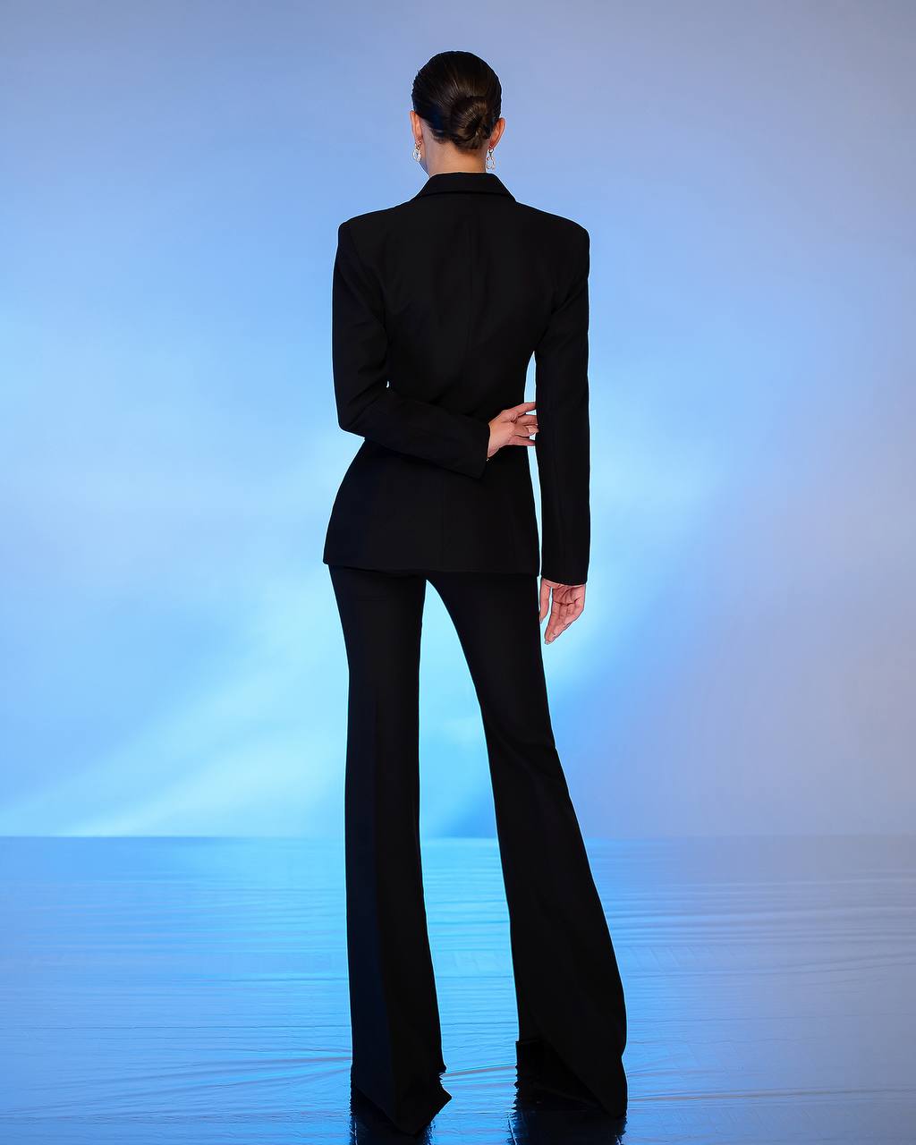 Premium Diagonal Crepe Women's Suit Black
