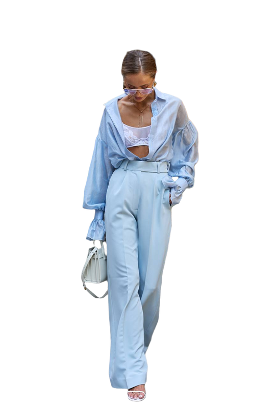 Oscar Women's Suiting Crepe Trousers Wide Leg High Waist