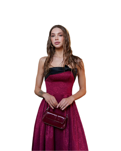 Elegant Women's Corset Midi Dress with Bow Detail