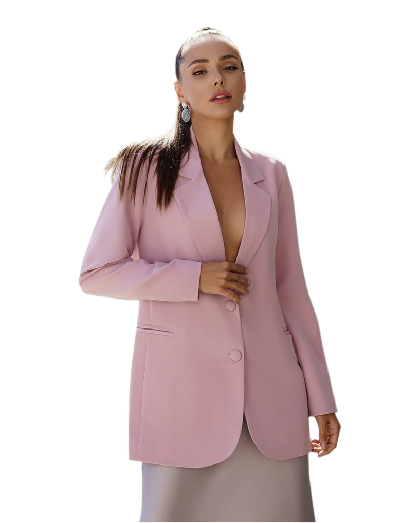 Womens Pink Diagonal Suiting Crepe Jacket Fully Lined