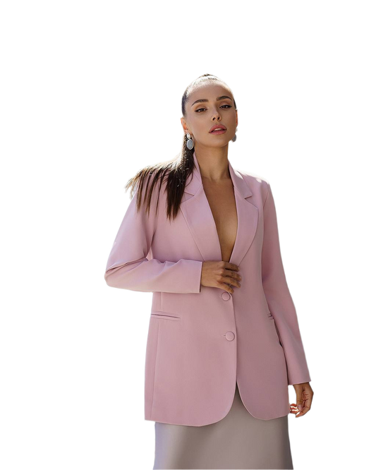 Womens Pink Diagonal Suiting Crepe Jacket Fully Lined