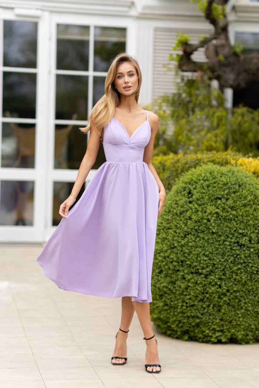 Sany Women's Midi Dress in Premium Las Vegas Knitwear Lavender Color