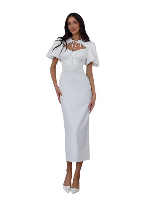 Elegant Midi Dress for Women in Premium Suiting Crepe