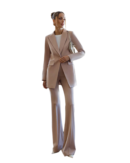 Elegant Women's Verona Suit in Beige with Jacket and Trousers