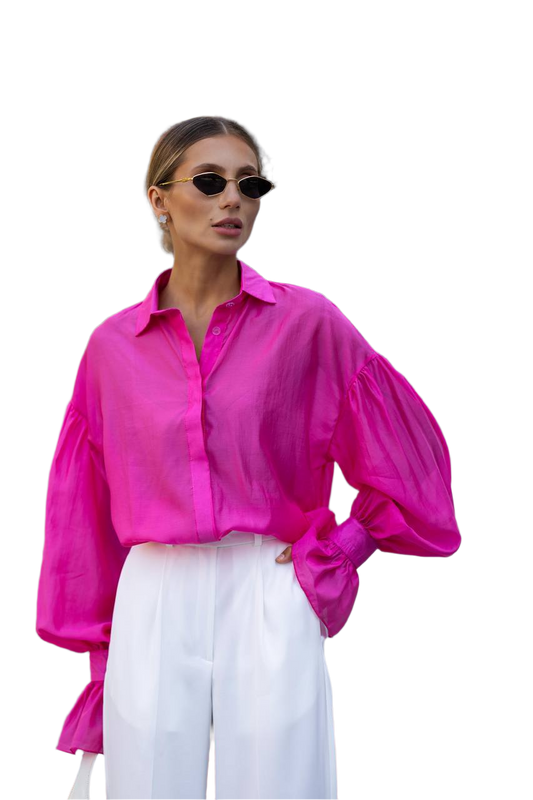 Loose Fit Pink Women's Shirt Casual Style
