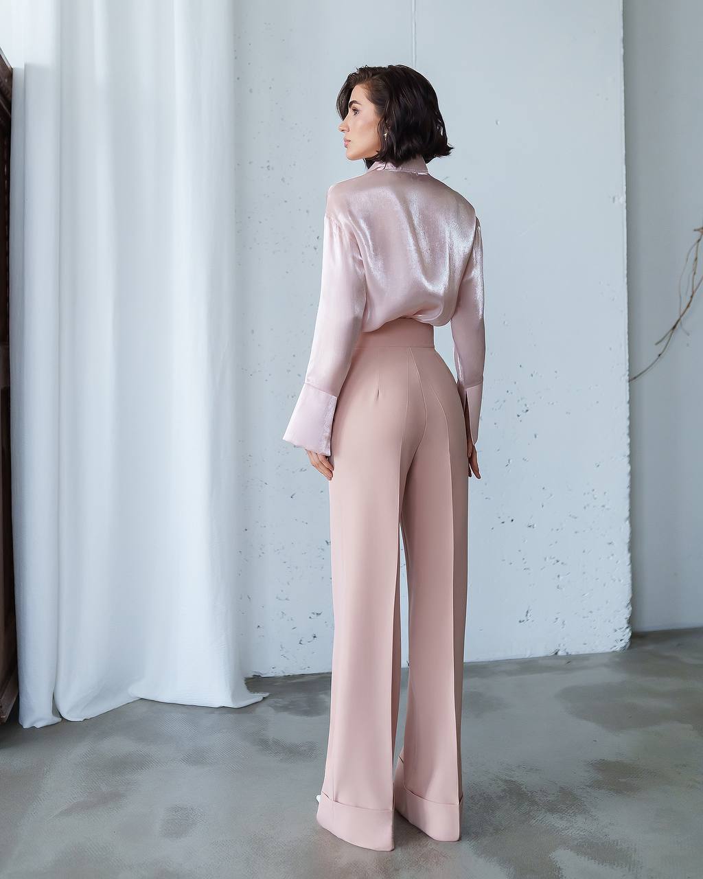 Premium Organza Blouse for Women in Black Milky Powder Pink