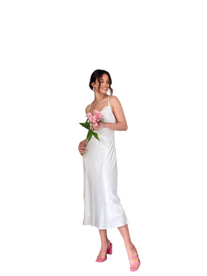 Selin Women's Satin Combination Dress with Lining