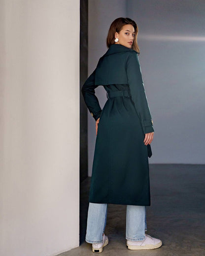 Stylish Cotton Trench Coat for Women with Pockets and Belt Slim Fit Outerwear