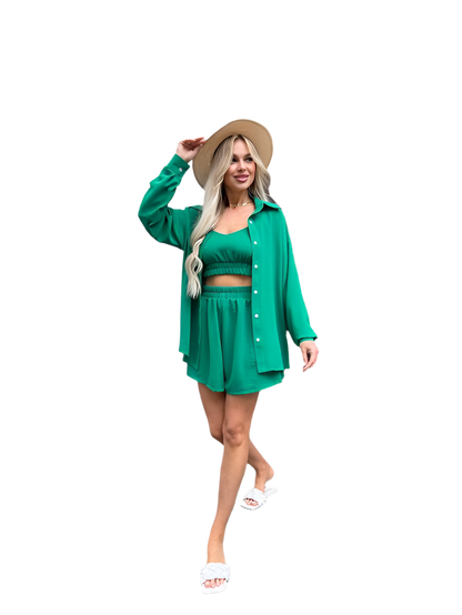 Green Three-Piece Summer Suit for Women