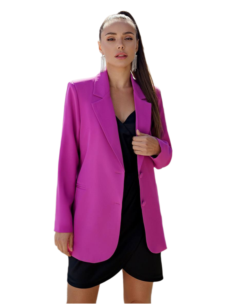 Womens Magenta Diagonal Suiting Crepe Jacket Fully Lined