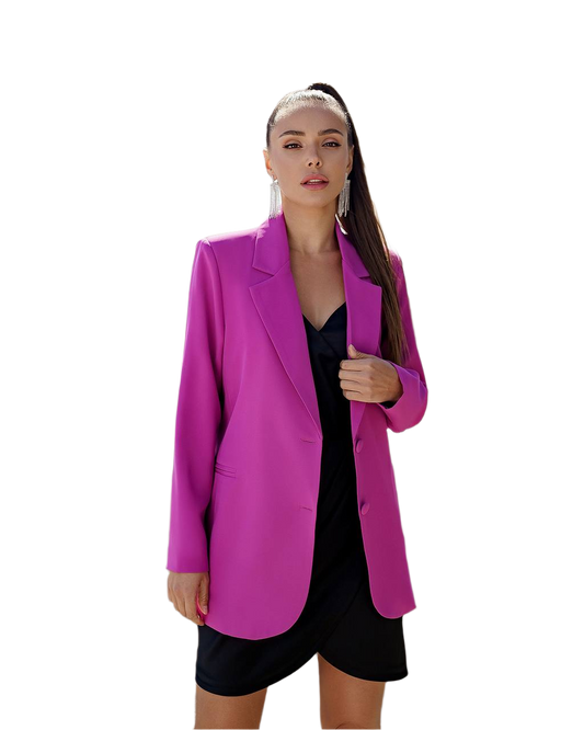 Womens Magenta Diagonal Suiting Crepe Jacket Fully Lined