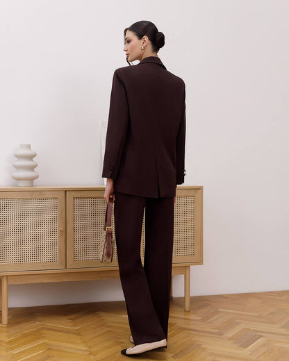 Womens Double Suit Premium Diagonal Crepe Black Chocolate