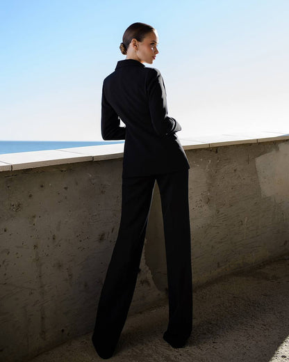 Womens Premium Diagonal Crepe Suit with Satin Collar