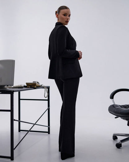 Womens Premium Diagonal Crepe Suit with Satin Collar