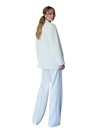 Womens White Three Piece Suit Premium Crepe Diagonal Fabric
