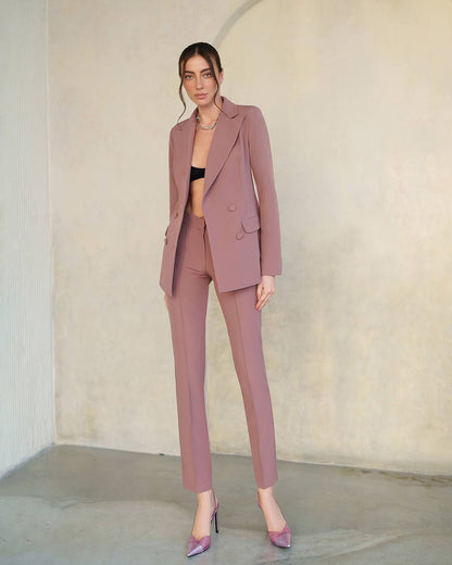 Brown Women Jacket Pants Suit Pantsuit Chic Oficial interview Elegant Cocktail Prom Graduation