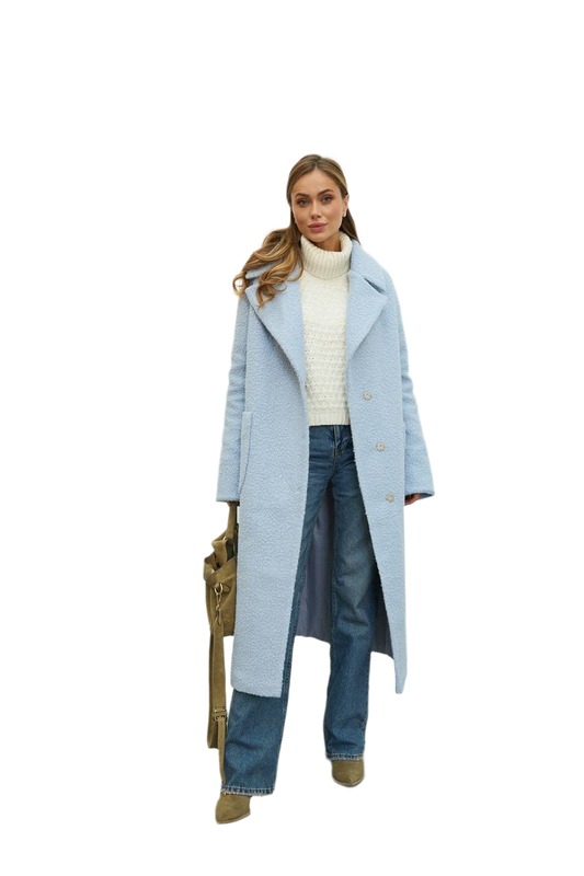 Womens Winter Coat Nice 02 Long Warm Boucle Coat with Belt