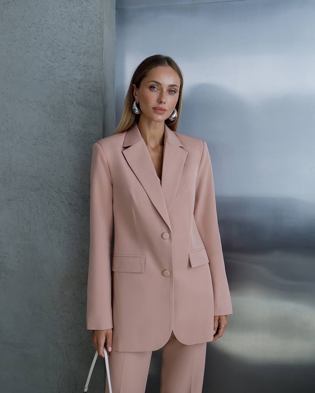 Women's Three-Piece Suit with Vest in Diagonal Suit Crepe Fabric