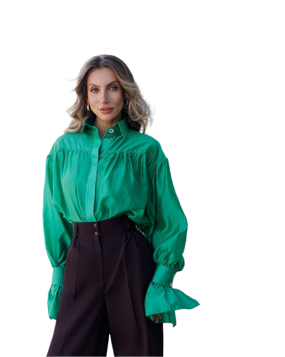 Womens Tencel Voile Blouse Shirt With Hidden Fastener