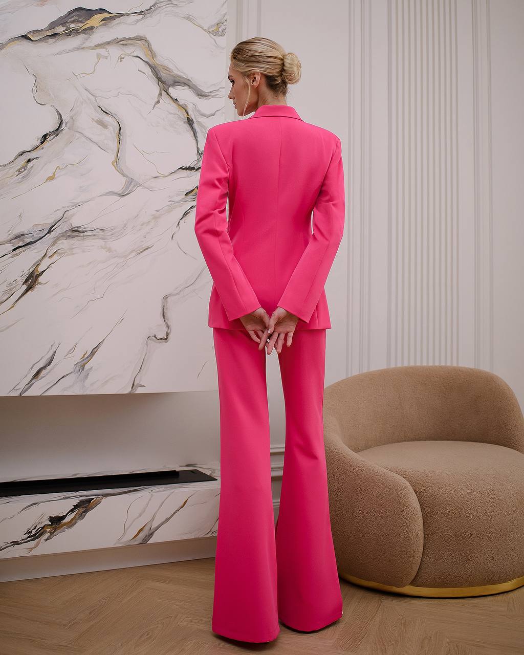 Premium Women's Diagonal Suit Crepe in Raspberry Color