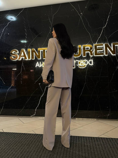 Womens Double Suit Premium Diagonal Suiting Crepe Blazer and Pants
