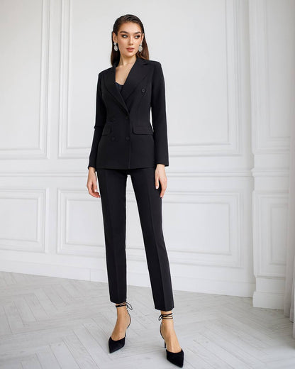 Womens Black Suit with Lined Blazer and Trousers