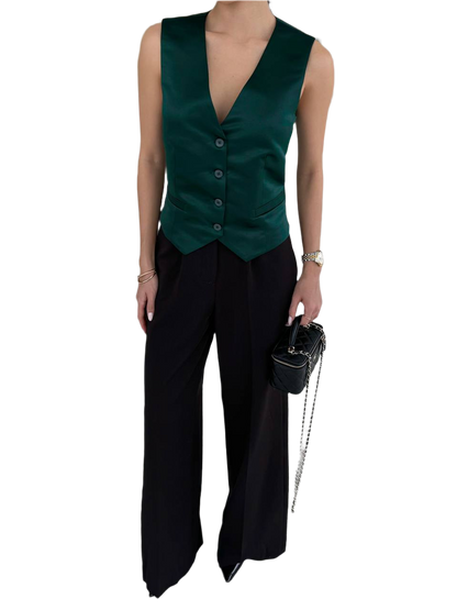 Oscar Womens Suiting Crepe Wide Leg Trousers