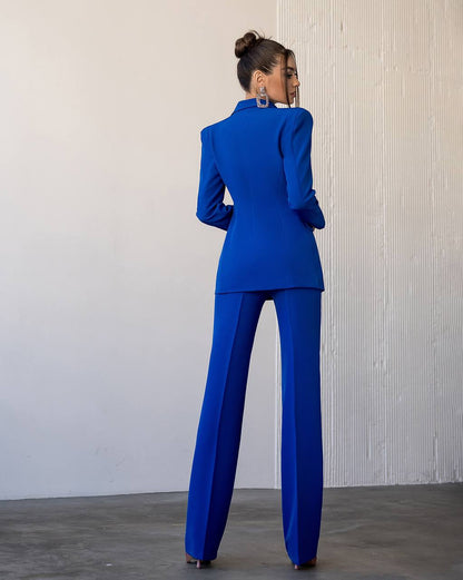 Womens Premium Crepe Diagonale Suit Electric Blue - XS L