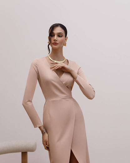 Elegant Wrap Midi Dress for Women in Multiple Colors