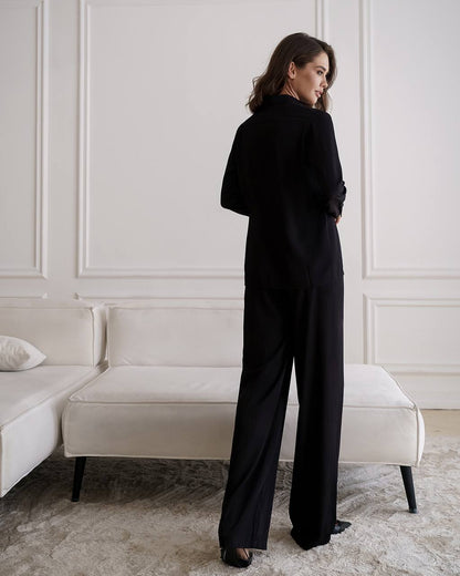 Womens Viscose Twill Shirt and Elastic Waist Pants Suit
