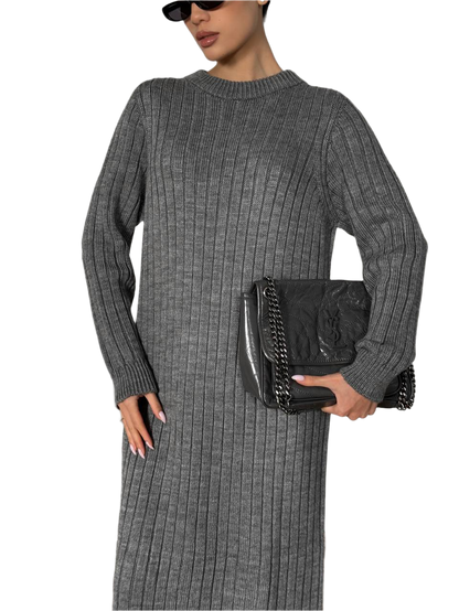 Seamless Ribbed Knitted Dress for Women Ariel Long Sleeve