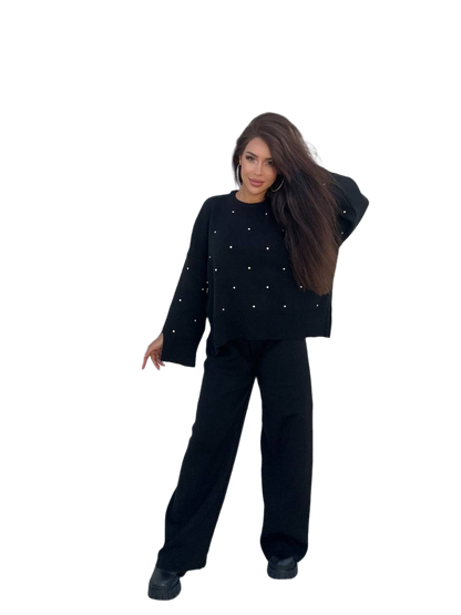 Diamant Women's Fine Knit Rhinestone Suit